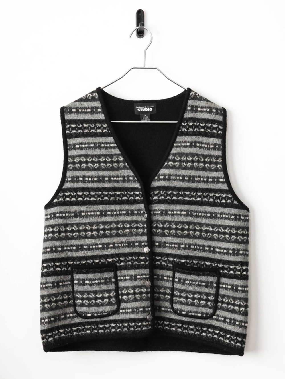 Super Rare True Vintage Textile Patter Genuine Wool Sweater Vest